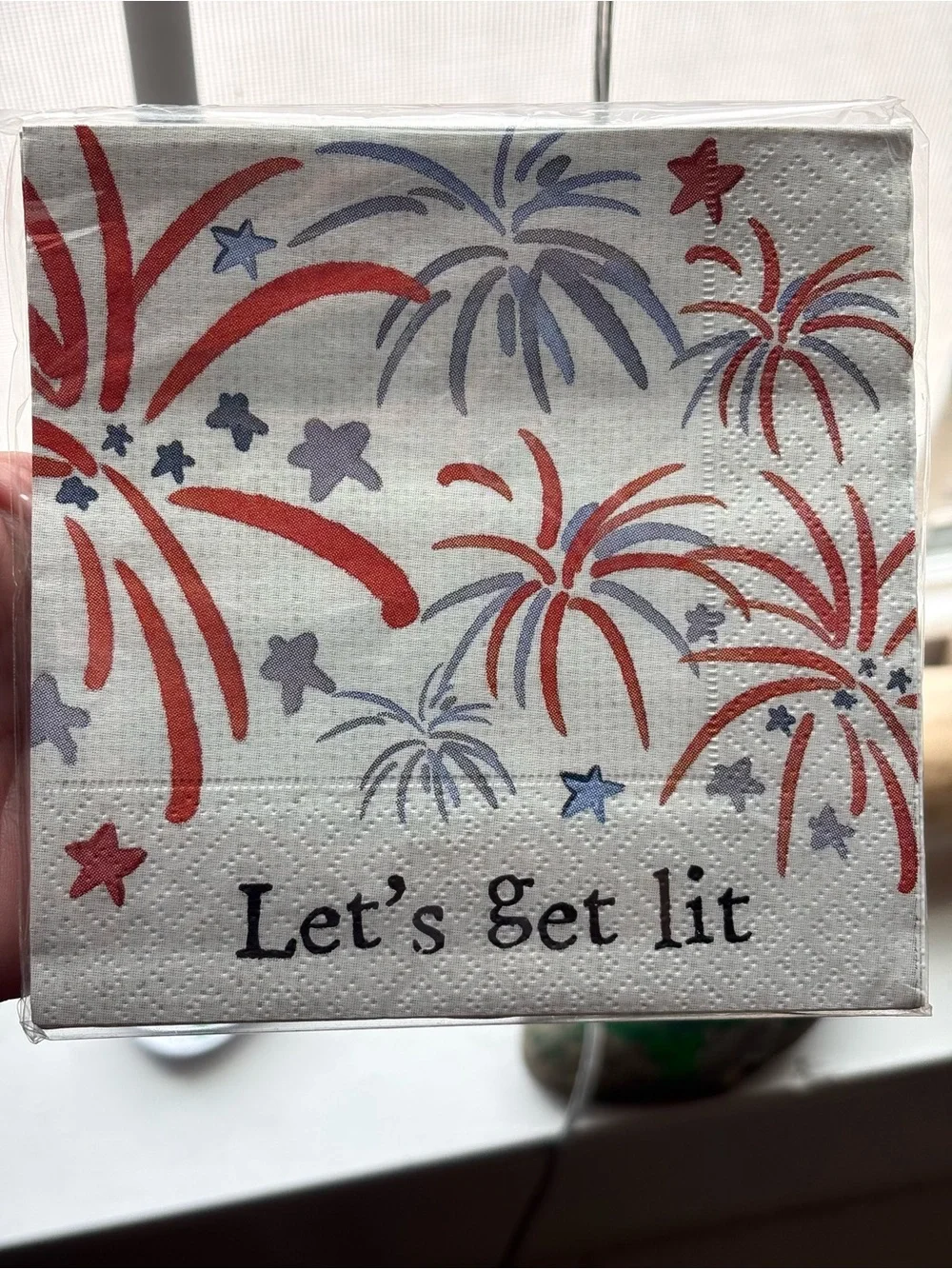 Mud Pie Red & Blue Firework 'Let's Get Lit' Party Napkins
